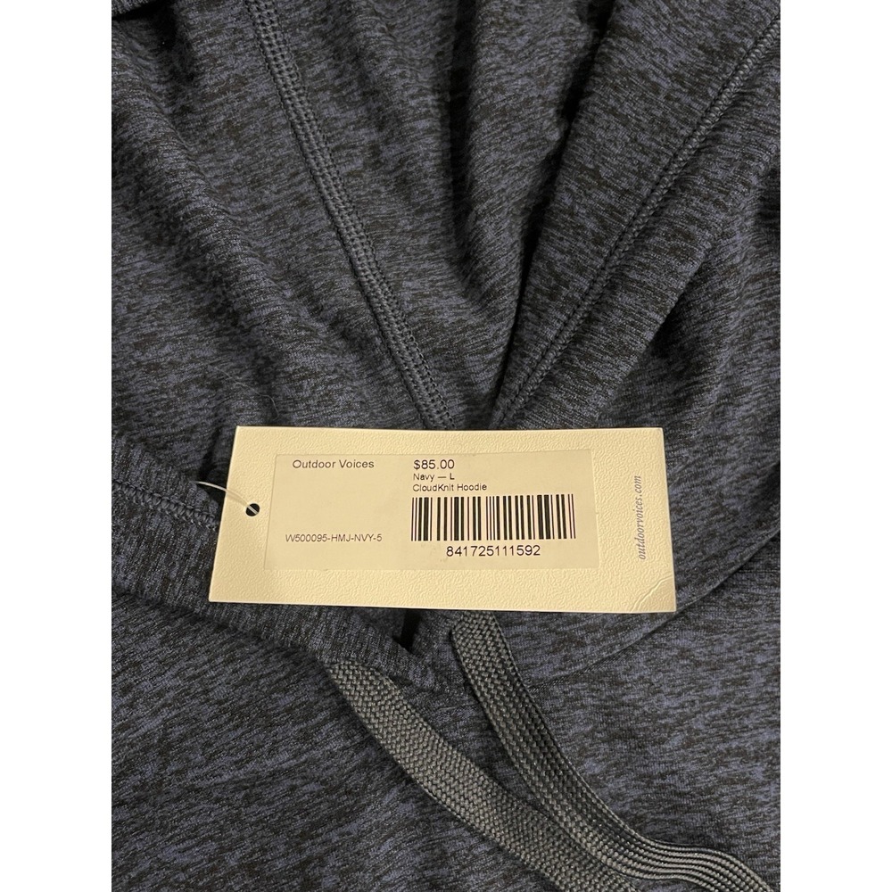 Outdoor Voices Cloudknit Hoodie Men's Large Navy Blue Long Sleeve Unisex Stretch - Picture 5 of 10